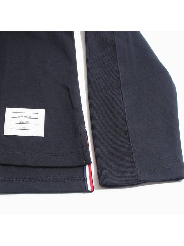 4-Bar Striped Cotton Long Sleeve T-Shirt Navy - THOM BROWNE - BALAAN 5