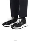 Prax 01 Re-Nylon Brushed Leather Low-Top Sneakers Black - PRADA - BALAAN 3