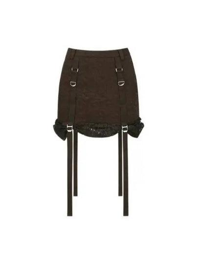 Embroidered Padded A-Line Skirt Brown - ANDERSSON BELL - BALAAN 2