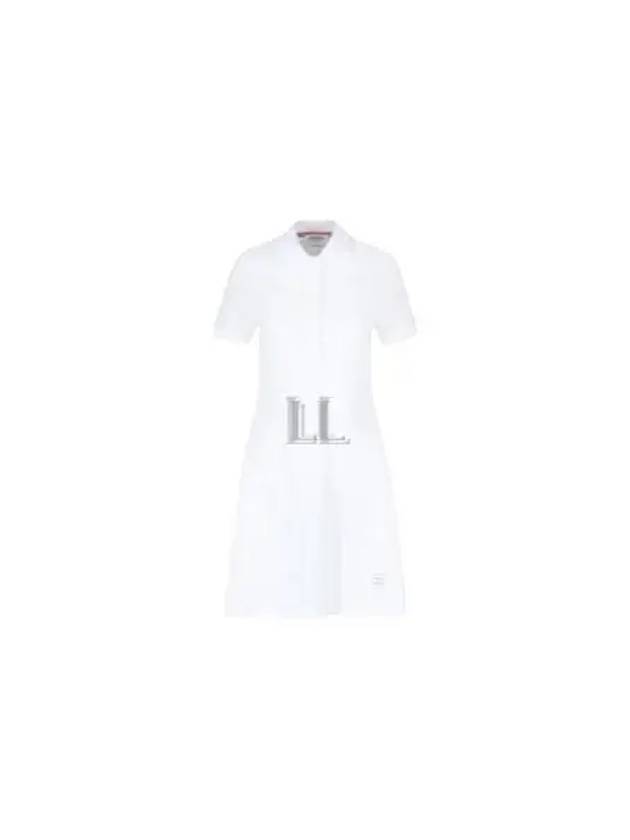 Women's Logo Patch Tennis Flare Short Dress White - THOM BROWNE - BALAAN 2