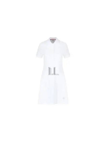 Women's Logo Patch Tennis Flare Short Dress White - THOM BROWNE - BALAAN 2