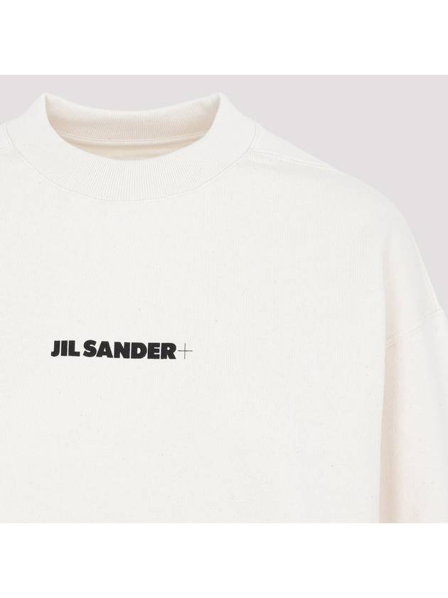 Front Logo Cotton Sweatshirt Beige - JIL SANDER - BALAAN 4