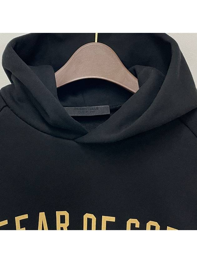 Logo Fleece Crop Hoodie Black - FEAR OF GOD ESSENTIALS - BALAAN 8