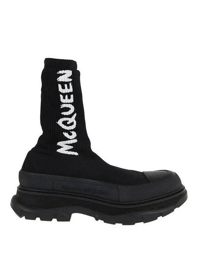 White Logo Socks High Top Sneakers Black - ALEXANDER MCQUEEN - BALAAN 2