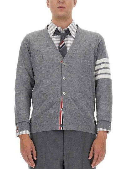 Men's Sustainable Classic Diagonal Wool Cardigan Pale Grey - THOM BROWNE - BALAAN 2