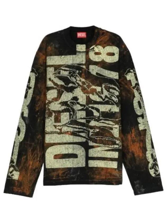 Cremi Logo Print Long Sleeve T Shirt Green Multi - DIESEL - BALAAN 1