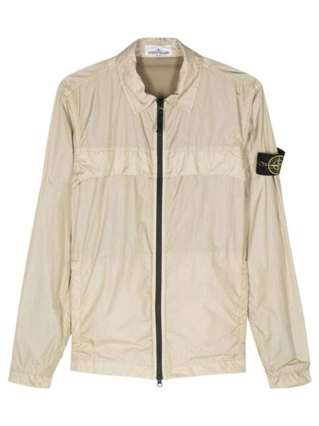 Garment Dyed Overshirt Zip Up Jacket Beige - STONE ISLAND - BALAAN 2