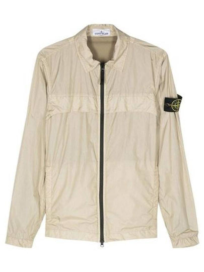 Garment Dyed Overshirt Zip Up Jacket Beige - STONE ISLAND - BALAAN 2