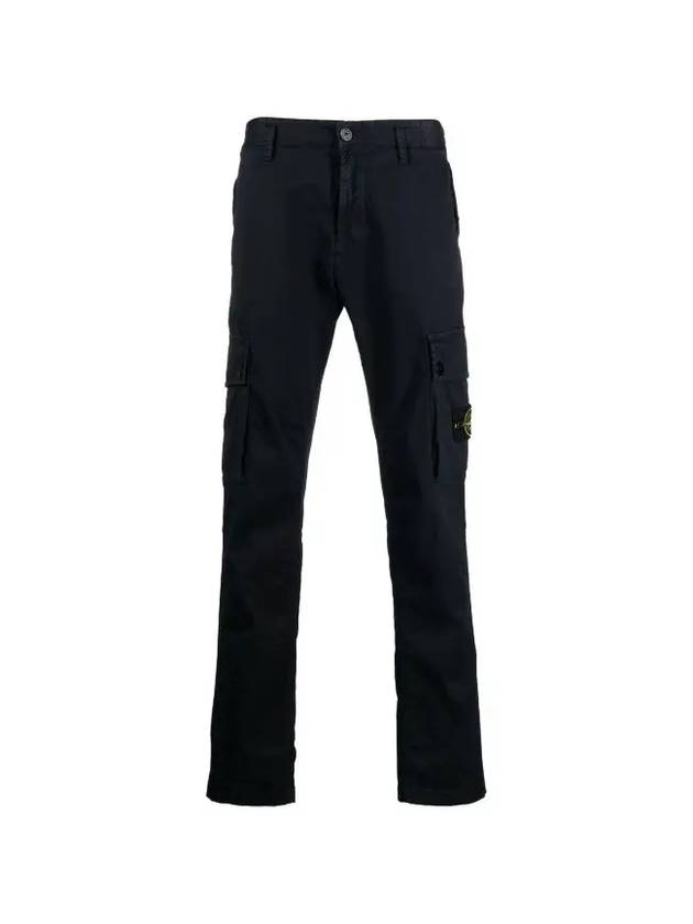 Garment Dyed Old Effect Stretch Broken Twill Cotton Cargo Pants Black - STONE ISLAND - BALAAN 2