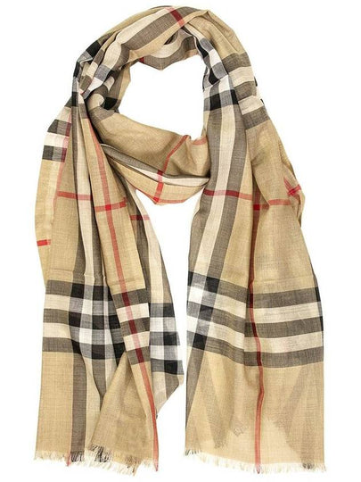 Light Check Wool Silk Scarf Beige - BURBERRY - BALAAN 2