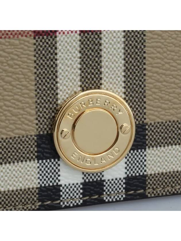 Check Small Leather Half Wallet Beige - BURBERRY - BALAAN 3