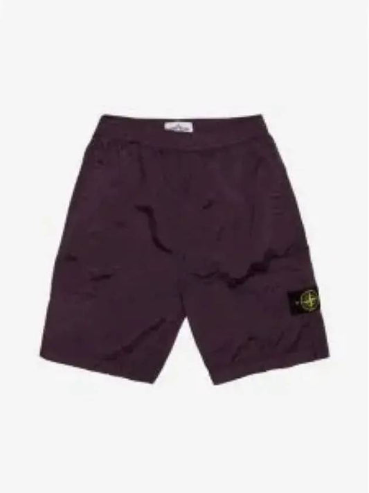 Men's Wappen Patch Nylon Shorts Dark Burgundy - STONE ISLAND - BALAAN 2