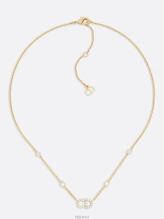 Clair D Lune Necklace Gold Finish Metal White Resin Pearls White Crystals - DIOR - BALAAN 2