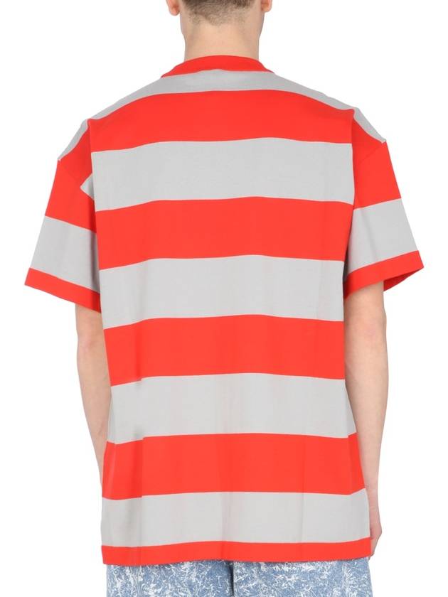 logo striped short sleeve t-shirt orange gray - MSGM - BALAAN 4