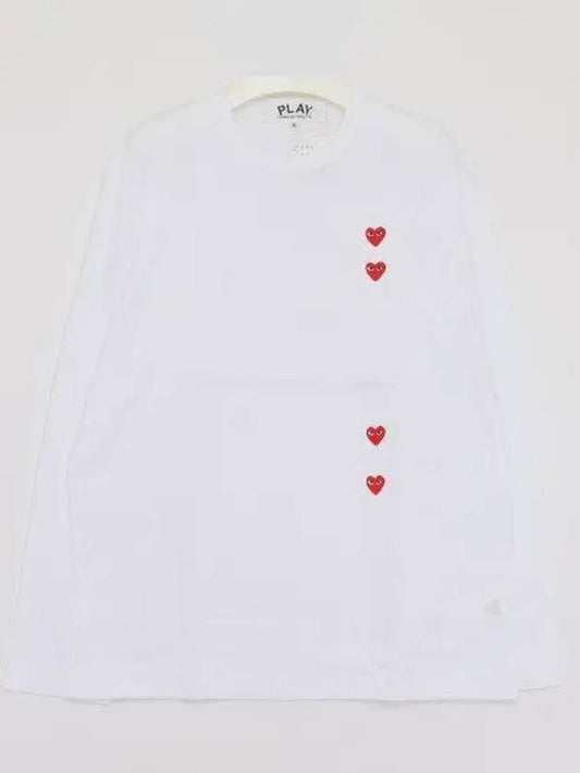 For Red Heart Long Sleeve Men s T Shirt P1T3393 WHITE 1042735 - COMME DES GARCONS - BALAAN 1