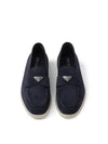 Triangle Logo Suede Loafers Navy - PRADA - BALAAN 3