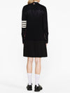 V-Neck Diagonal Pointelle Wool Cardigan Navy - THOM BROWNE - BALAAN 5