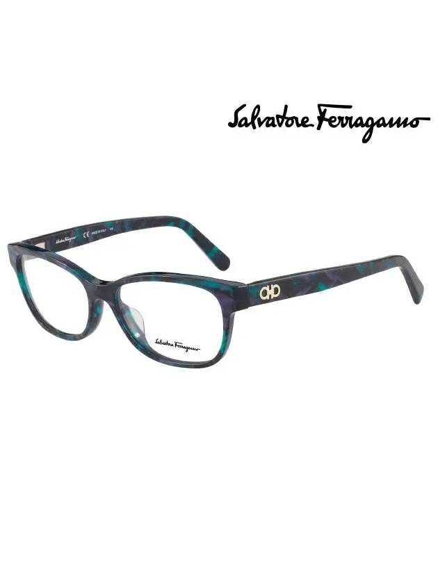 Eyewear Square Eyeglasses Green - SALVATORE FERRAGAMO - BALAAN 3