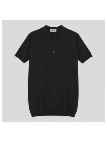 Adrian knit collar shirt black - JOHN SMEDLEY - BALAAN 1