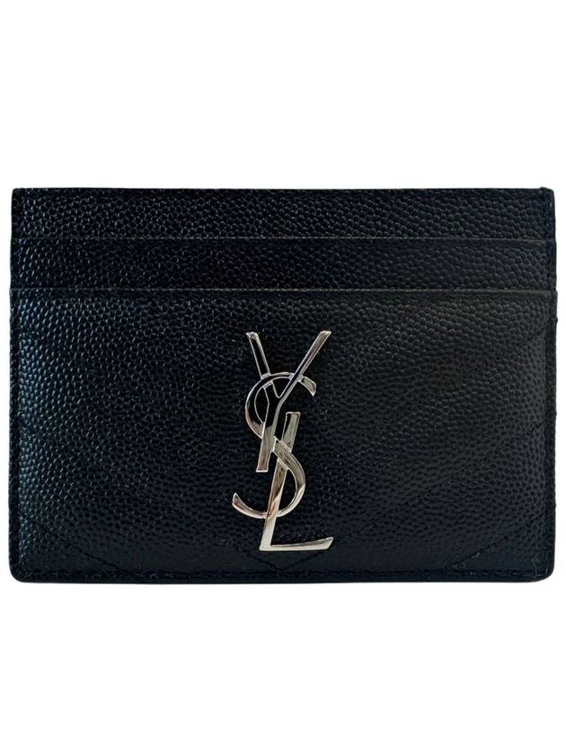 Monogram Chevron Silver Card Wallet 423291 BOW02 - SAINT LAURENT - BALAAN 1