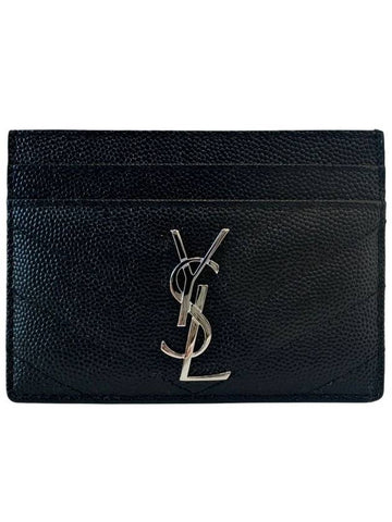 Monogram Chevron Silver Card Wallet 423291 BOW02 - SAINT LAURENT - BALAAN 1