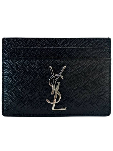 Monogram Chevron Silver Card Wallet 423291 BOW02 - SAINT LAURENT - BALAAN 1