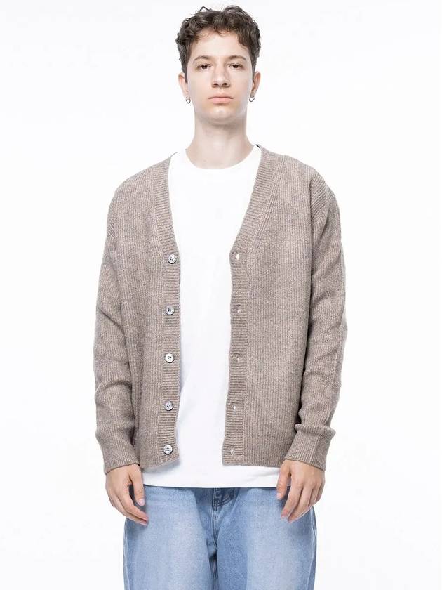 Men s M243OT01BE Dense Hachi Wool Blended Y neck Knit Cardigan Beige - CHANCE'S NOI - BALAAN 1