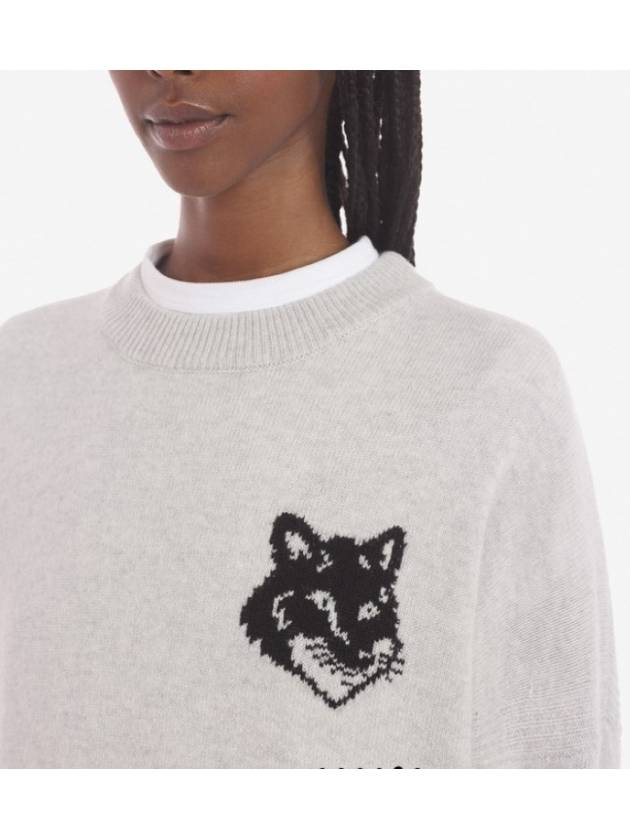 Fox Head Intarsia Comfort Knit Top Light Grey - MAISON KITSUNE - BALAAN 6