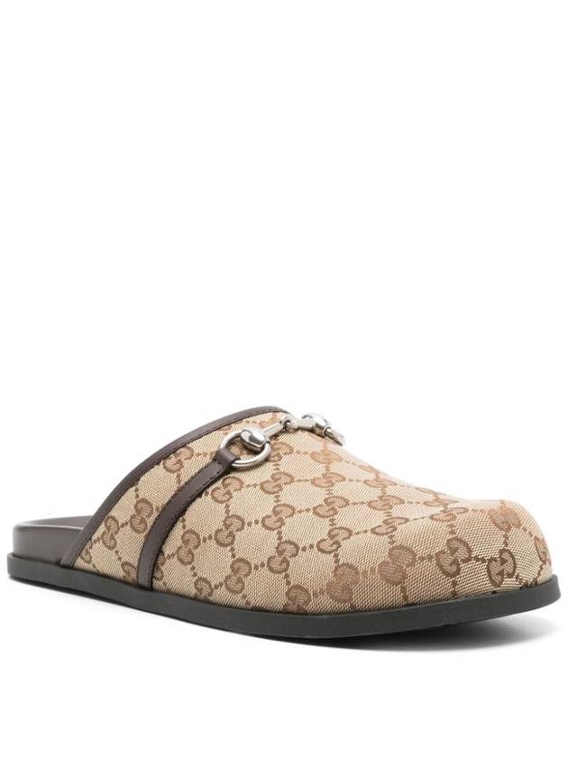 Men's Horsebit GG Canvas Slippers Beige - GUCCI - BALAAN 3