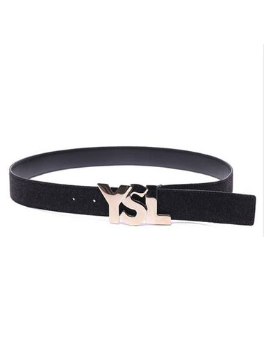 Logo Leather Belt Black - SAINT LAURENT - BALAAN 1