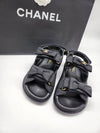 Women's Ribbon Velcro Sandals Black - CHANEL - BALAAN.