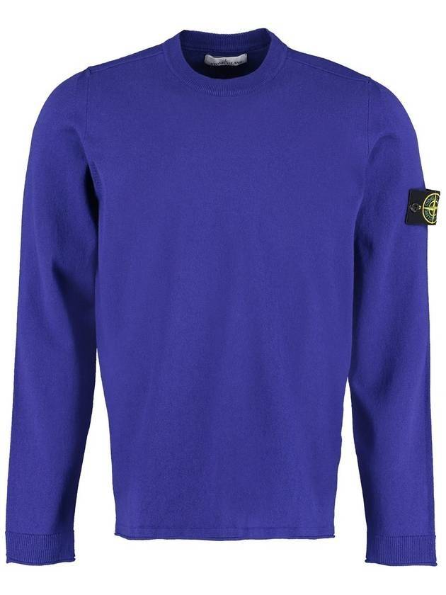 Wappen Patch Crew Neck Knit Top Purple Blue - STONE ISLAND - BALAAN 1