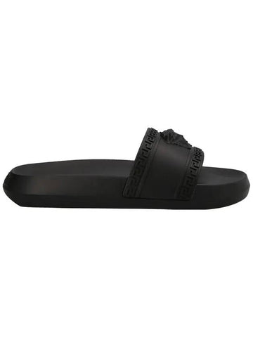 Medusa Band Rubber Slide Slippers Black - VERSACE - BALAAN.