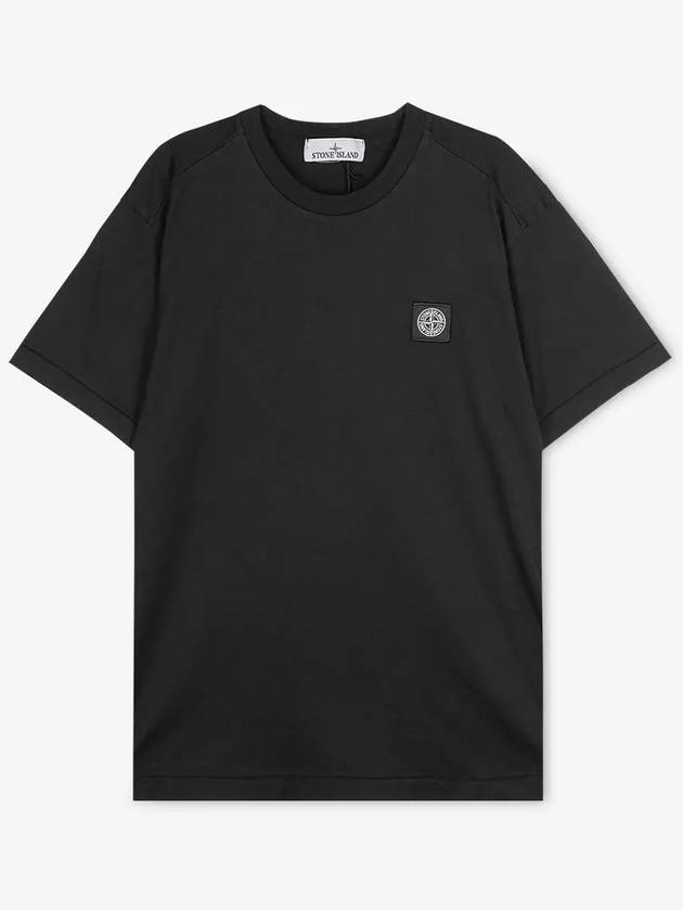 Logo Patch Cotton Short Sleeve T-Shirt Black - STONE ISLAND - BALAAN 3