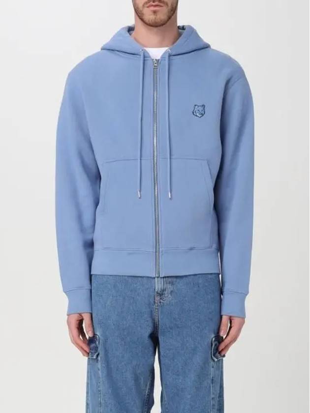 Bold Fox Head Patch Cotton Zip Up Hoodie Blue - MAISON KITSUNE - BALAAN 2