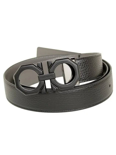 Reversible Gancini Leather Belt Black - SALVATORE FERRAGAMO - BALAAN 2