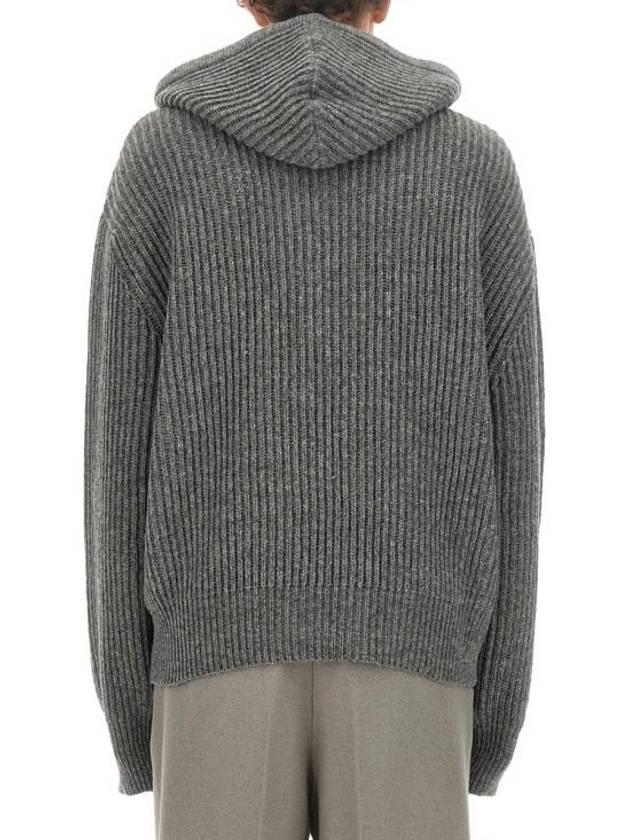 Wool Viscose Hoodie Grey - AMI - BALAAN 4