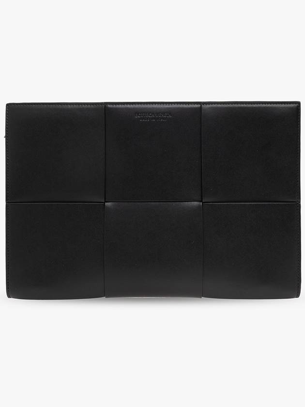 Maxi Intrecciato Leather Clutch Bag Black - BOTTEGA VENETA - BALAAN 2