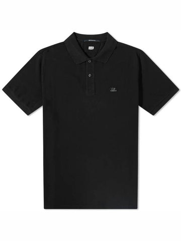 Logo Patch Pique Polo Shirt Black - CP COMPANY - BALAAN 1