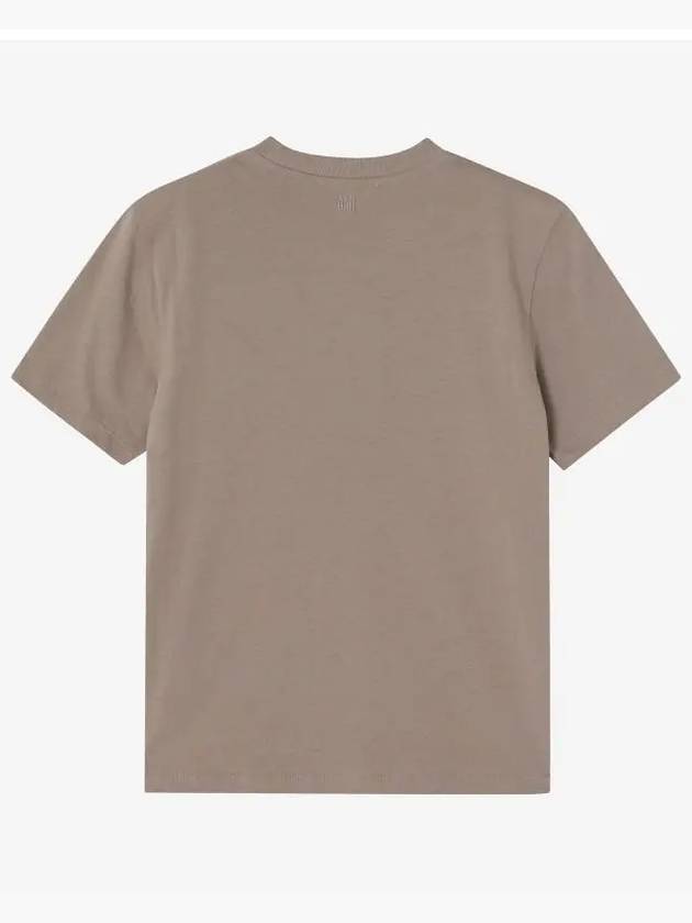 Tone On Tone Heart Logo Organic Cotton Short Sleeve T-Shirt Brown - AMI - BALAAN 3