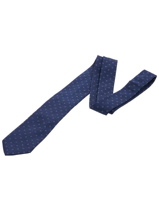 Men's Gancini Silk Tie Navy - SALVATORE FERRAGAMO - BALAAN 4