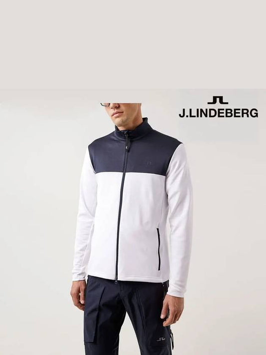 Men's Banks Mid Layer Zip Up Jacket Navy White - J.LINDEBERG - BALAAN 2