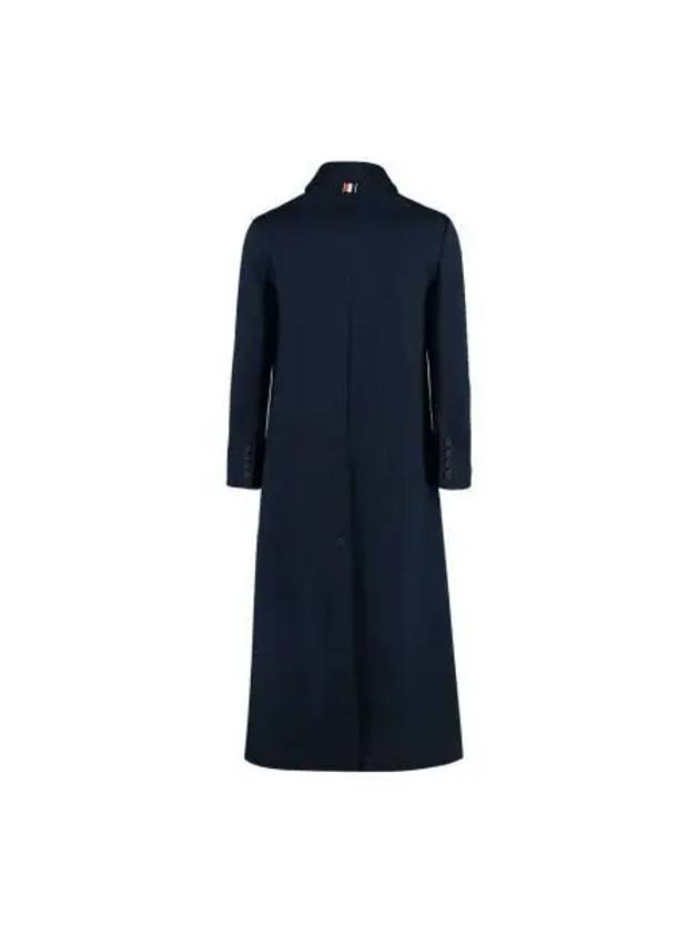 Women's Double Face Tech Round Collar Cotton Overcoat Navy - THOM BROWNE - BALAAN 2