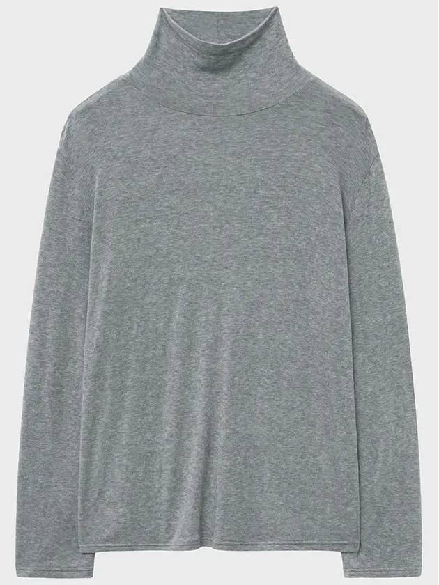 Wool Silky Roll Neck T Shirt Melange Gray - NOIRER - BALAAN 9