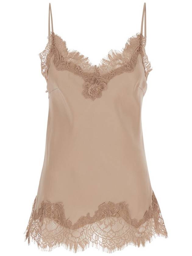 'Coco' Beige Camie Top With Tonal Lace Trim In Silk Woman - GOLD HAWK - BALAAN 1