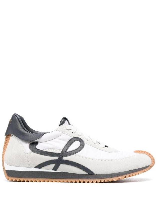 Flow Runner Nylon Suede Low-Top Sneakers Blue Anthracite White - LOEWE - BALAAN 1