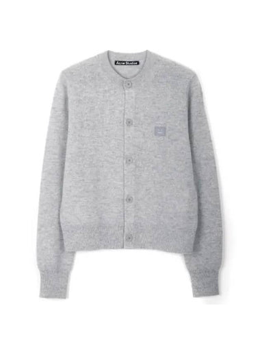 Face Patch Crop Cardigan Light Grey Melange - ACNE STUDIOS - BALAAN 1