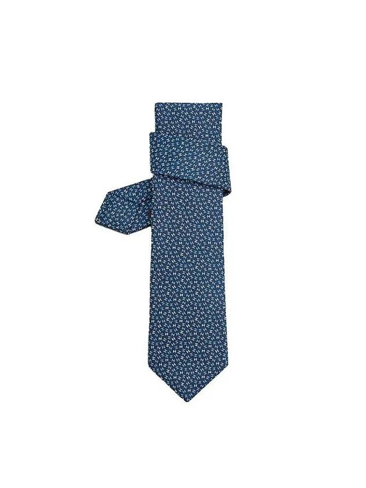 7 H Robe Du Soir Silk Tie Marine - HERMES - BALAAN 1