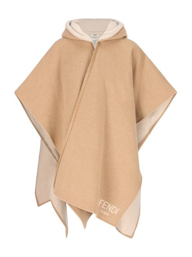 Roma Wool Poncho Beige - FENDI - BALAAN 2