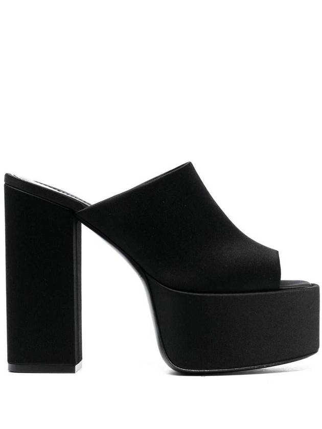 Black Mules With Oversized Platform In Silk Woman - PARIS TEXAS - BALAAN 1